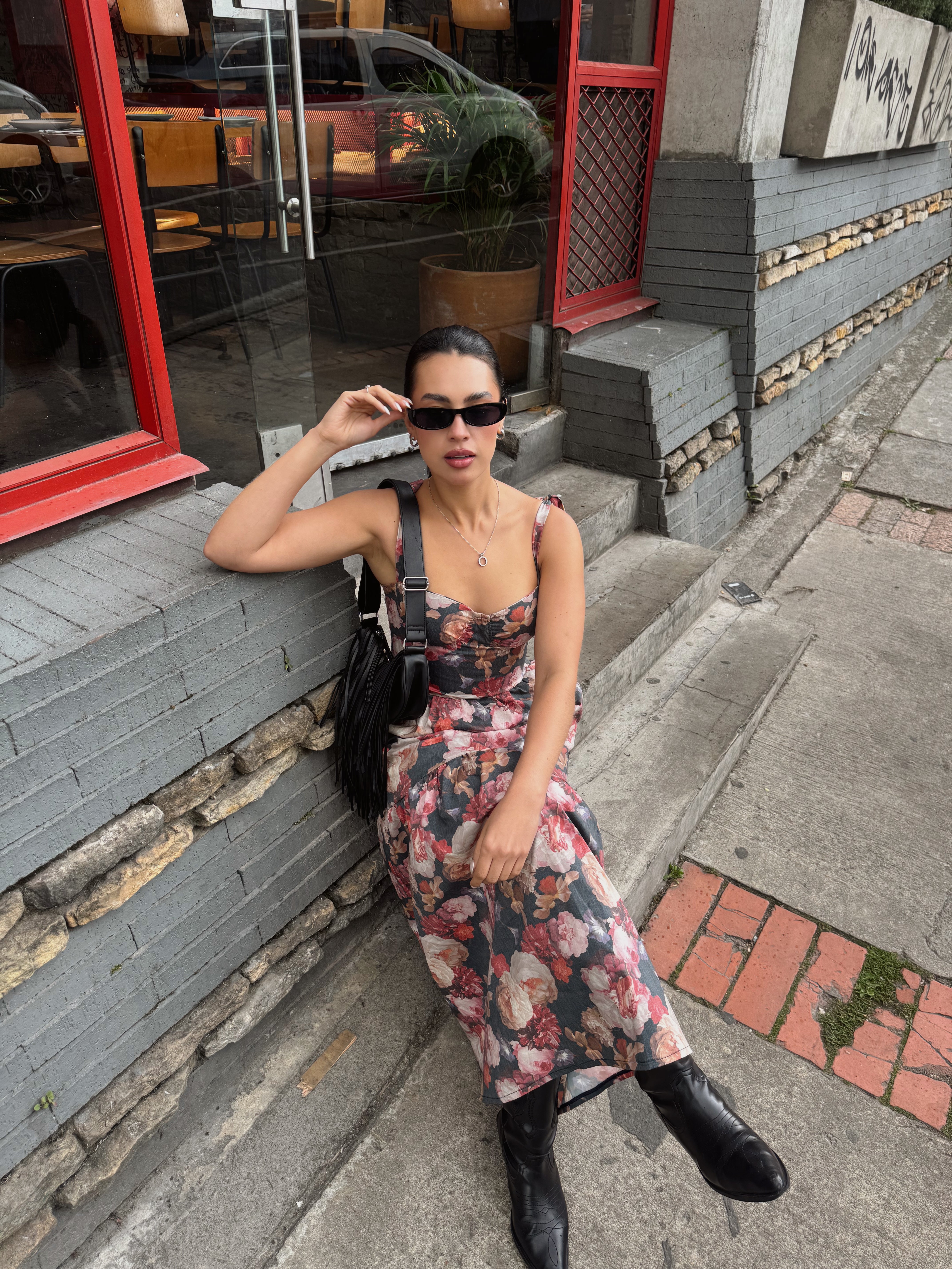 Vestido MAXI Venecia Azul Flores