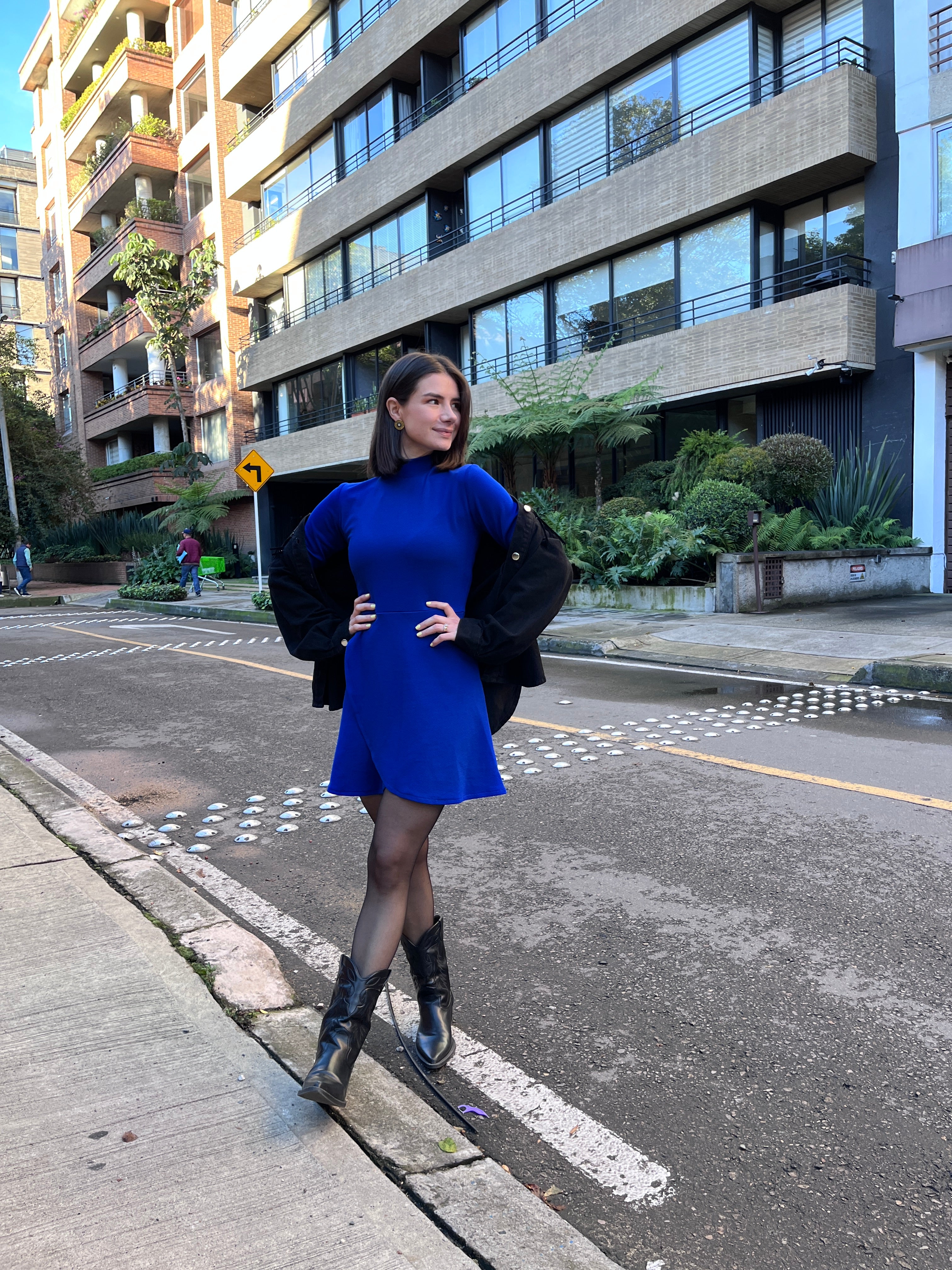 Vestido Carrie Azul Rey Manga Larga