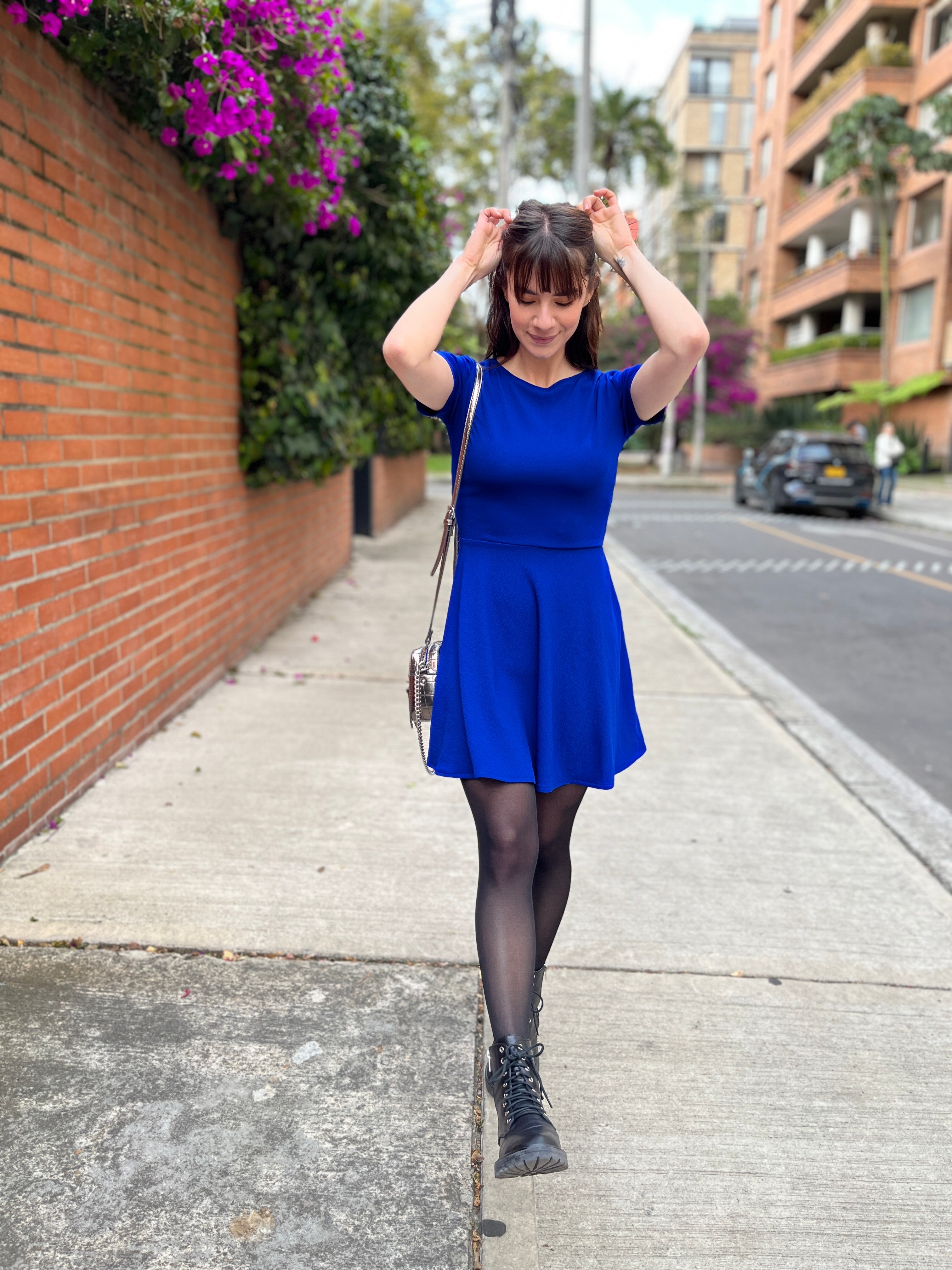 Vestido Azul Zapatos Para Vestido Color Ladrillo Azul Rey Corto