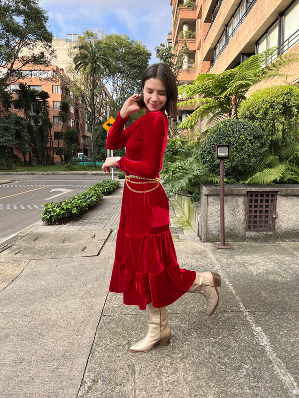 Vestido MIDI Velvet Rojo