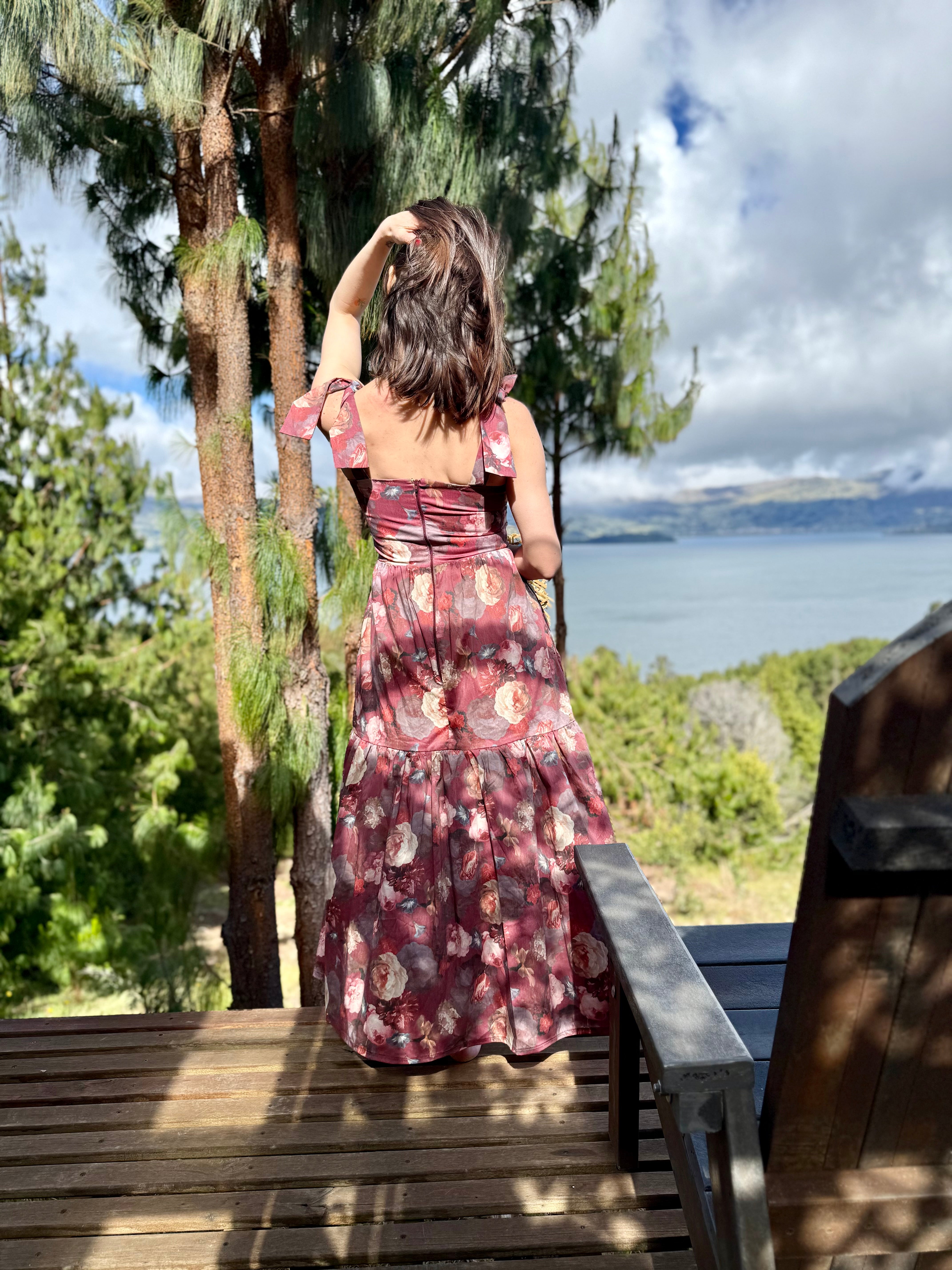 Vestido MAXI Venecia Rojo Flores