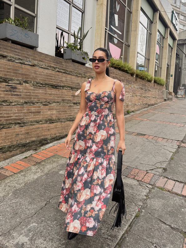 Vestido MAXI Venecia Azul Flores