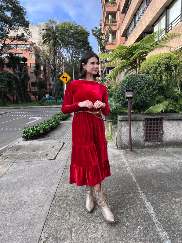 Vestido MIDI Velvet Rojo
