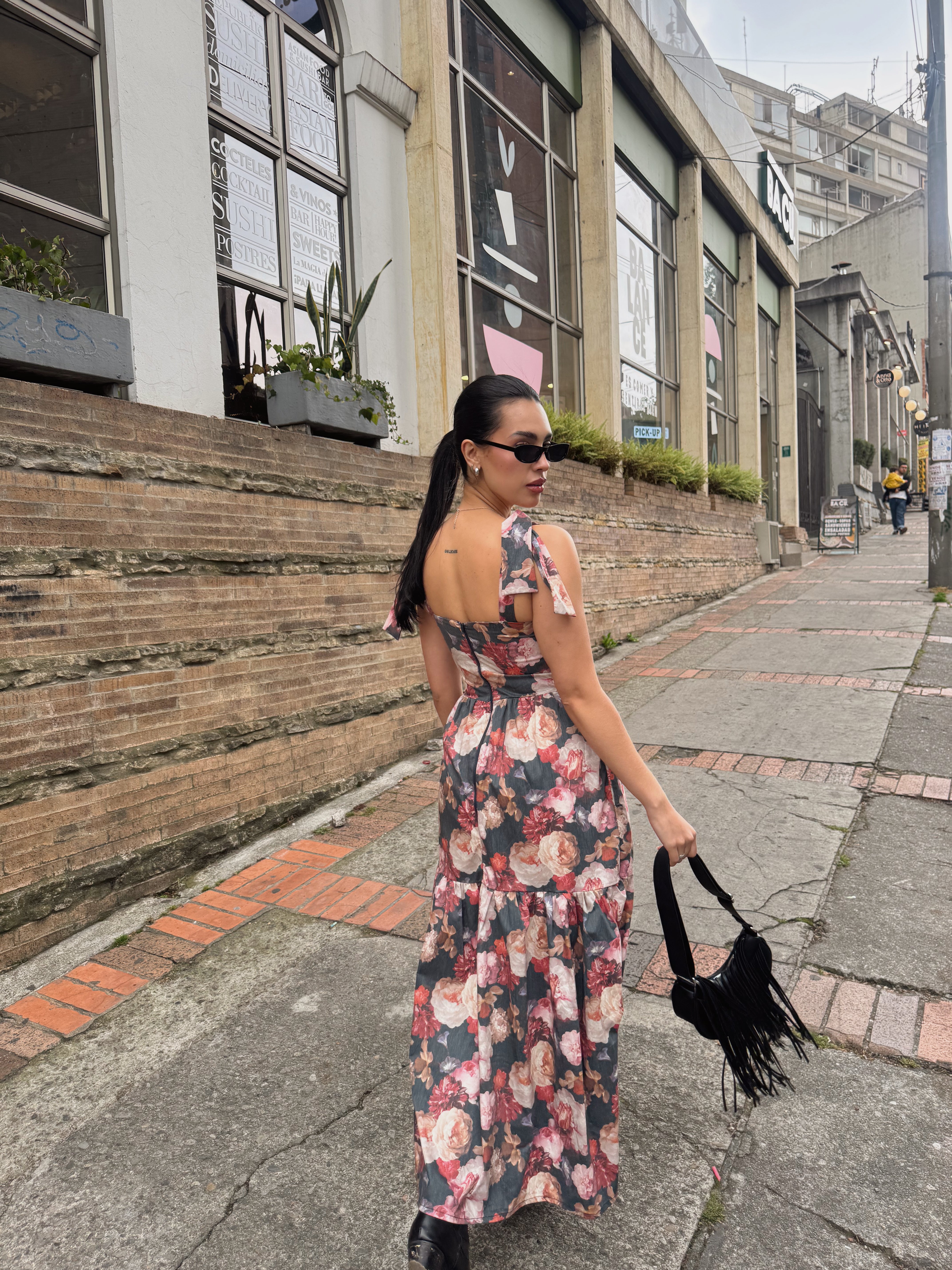 Vestido MAXI Venecia Azul Flores