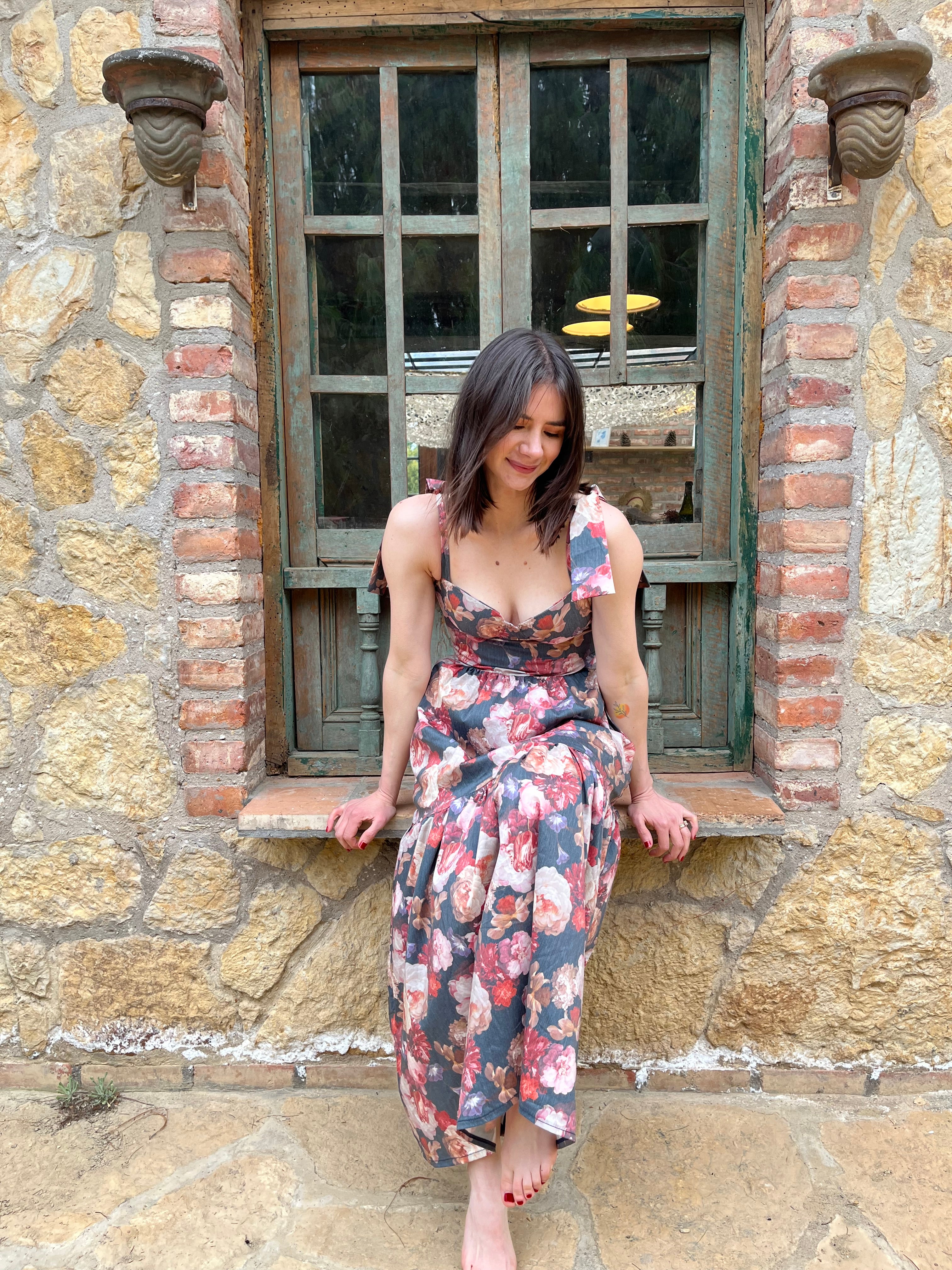 Vestido MAXI Venecia Azul Flores