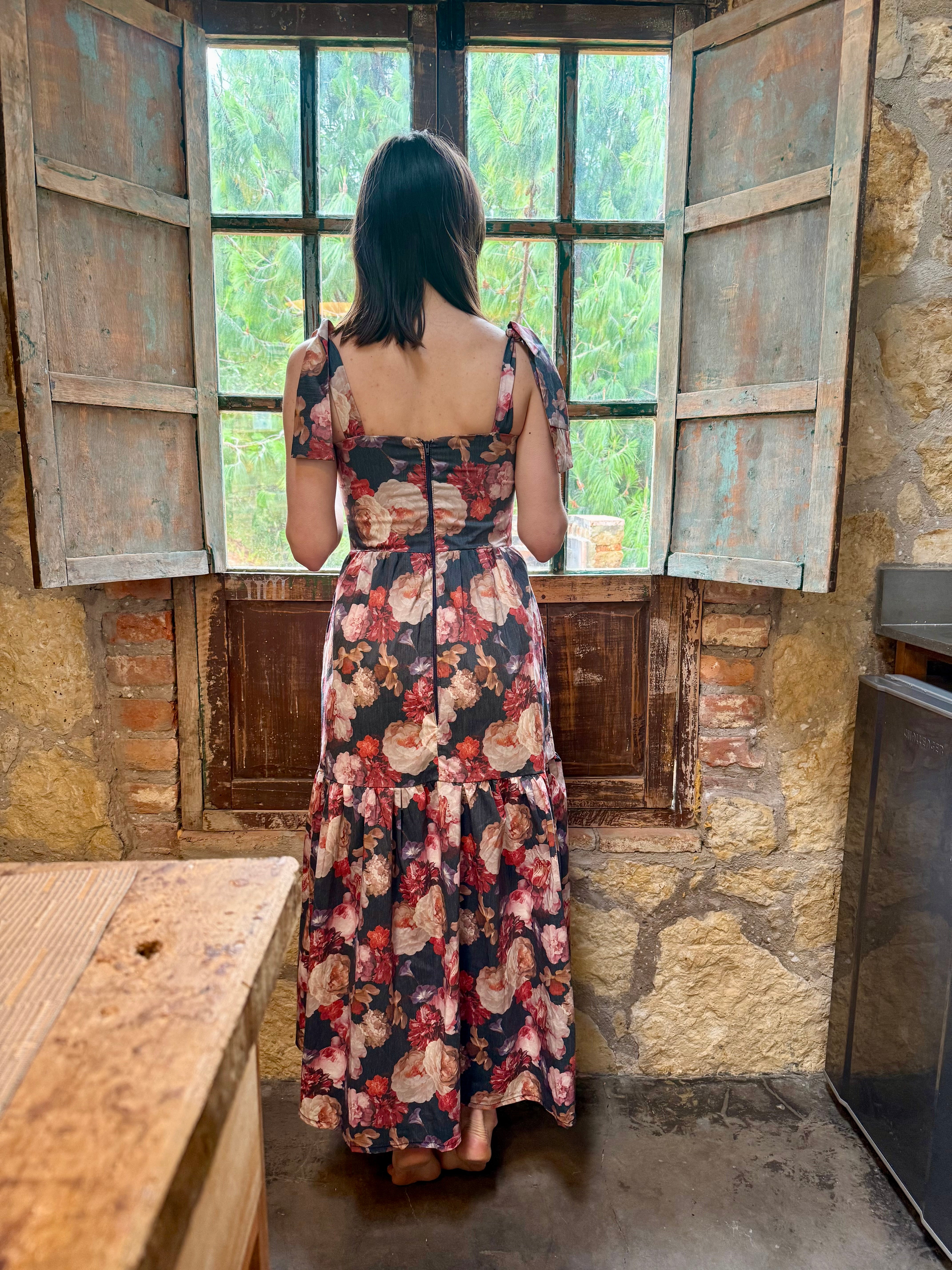 Vestido MAXI Venecia Azul Flores
