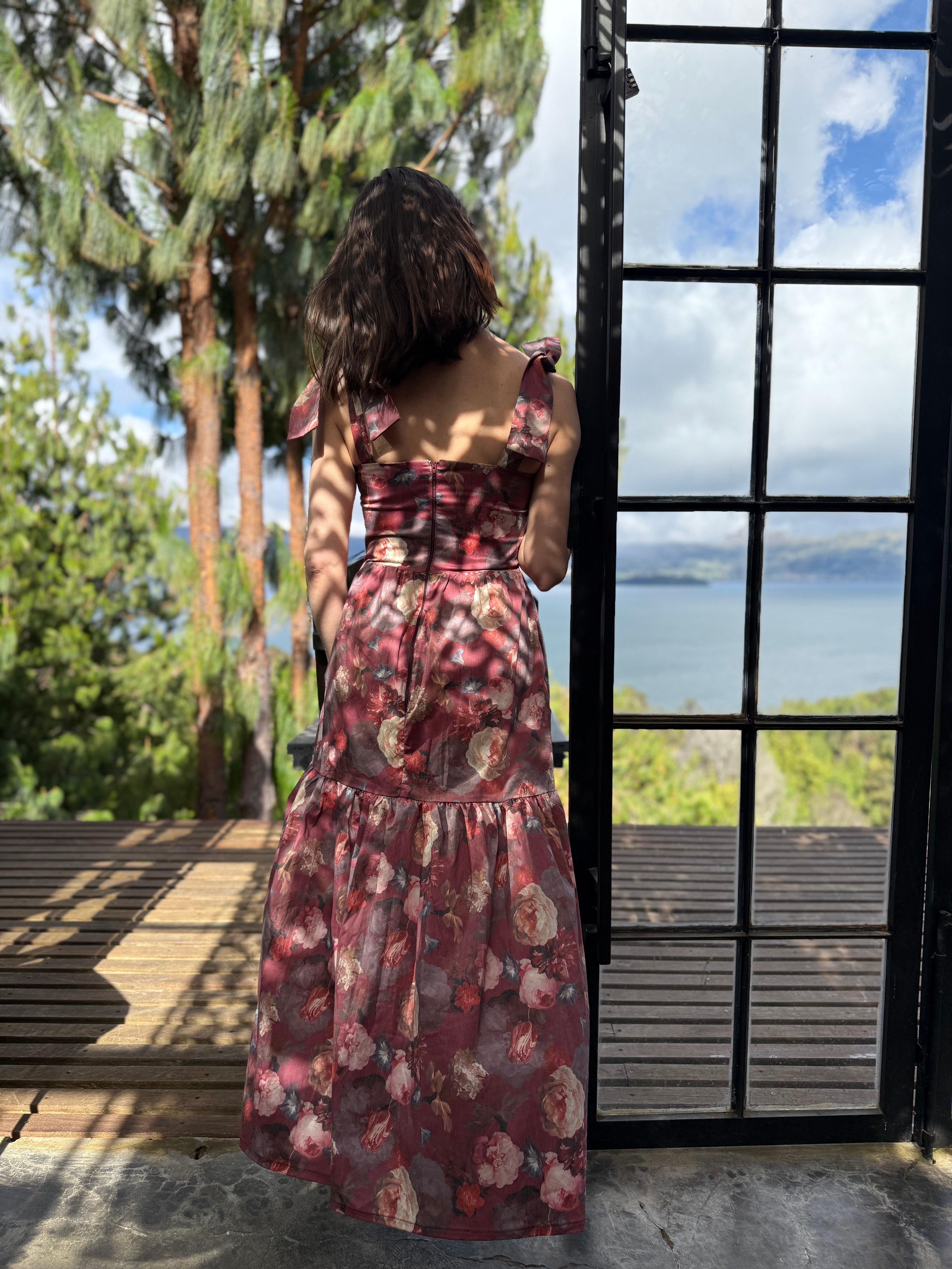 Vestido MAXI Venecia Rojo Flores