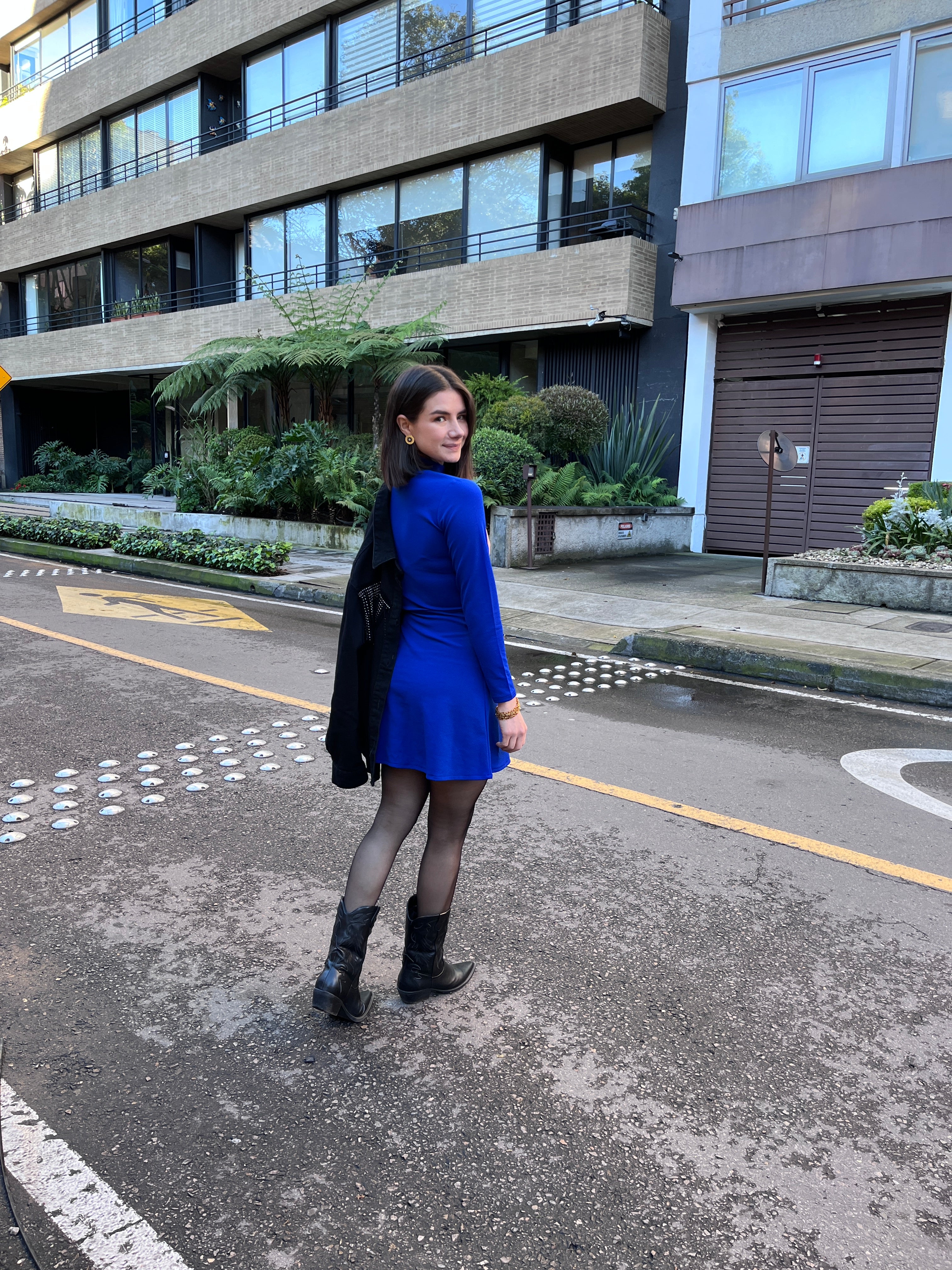 Vestido Carrie Azul Rey Manga Larga