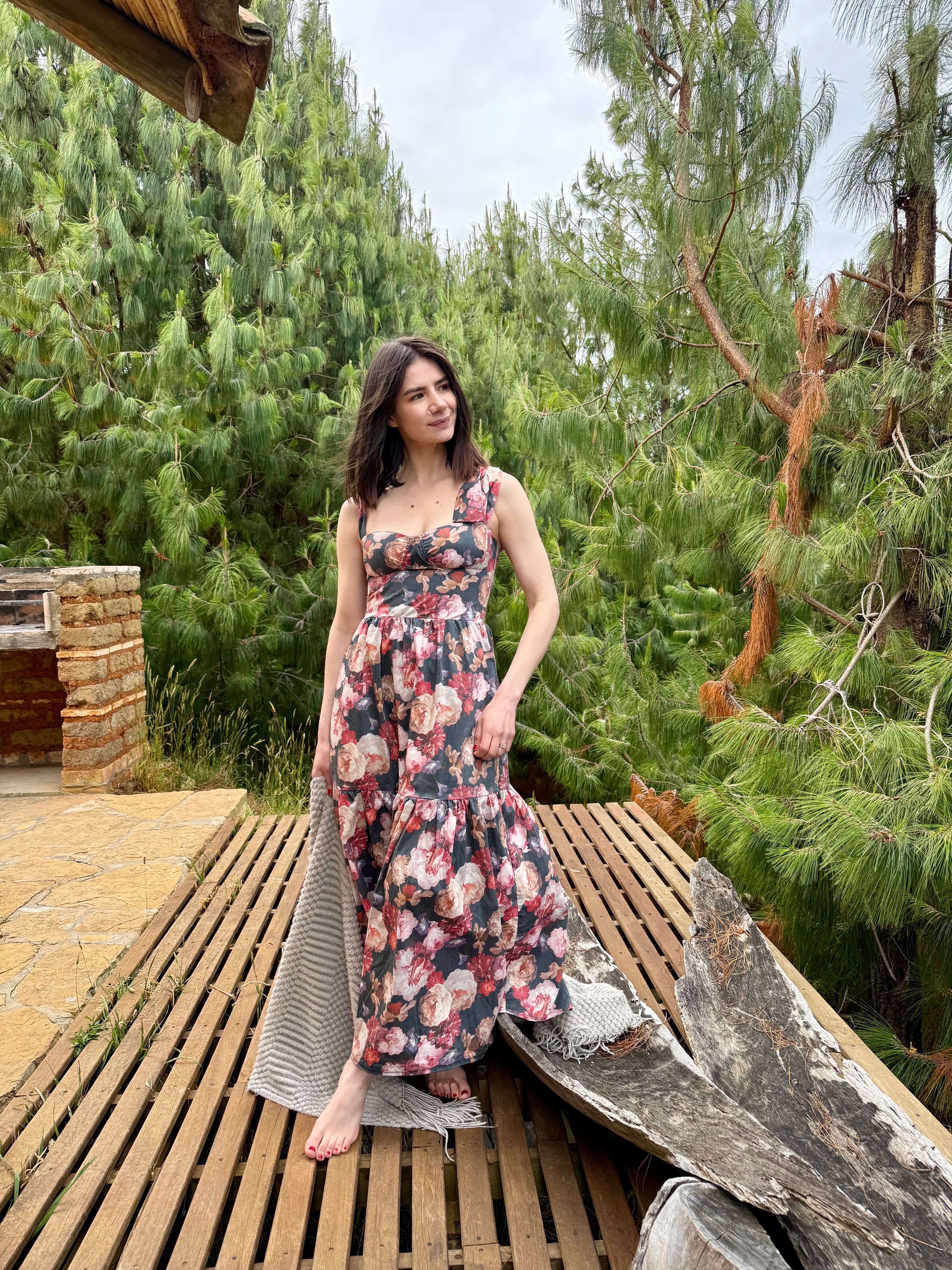 Vestido MAXI Venecia Azul Flores
