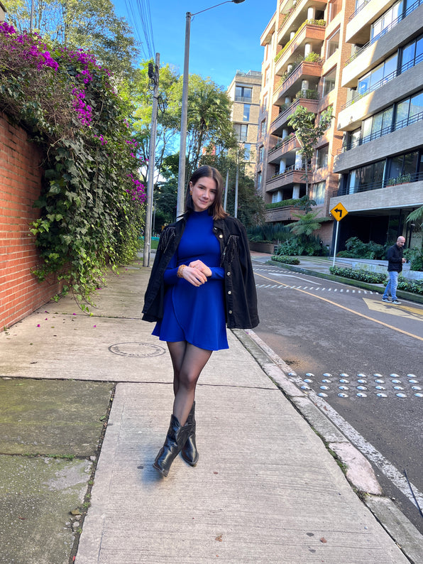 Vestido Carrie Azul Rey Manga Larga